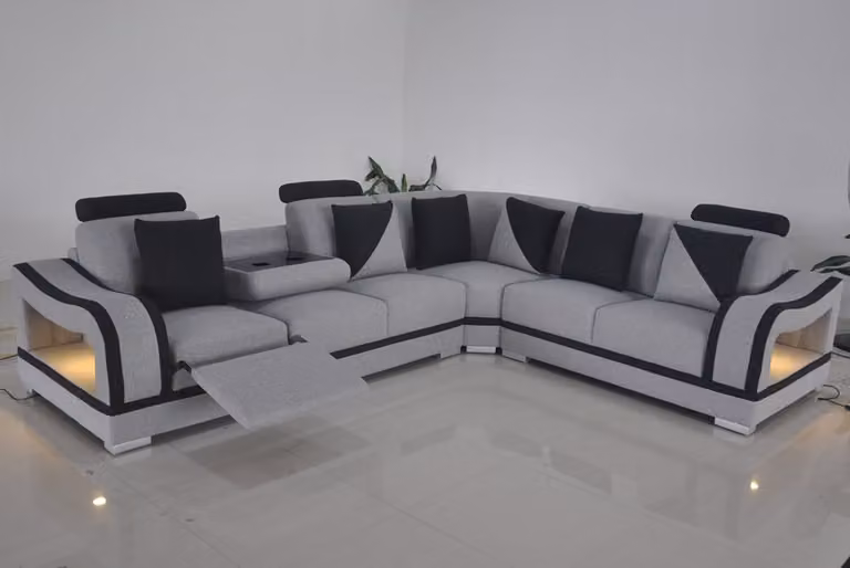 Moderne Textil Sofa Eckcouch Polster Wohnzimmer Ecksofa L-Form Wohnlandschaft USB
