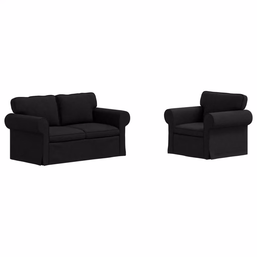 Set di 2 divani vidaXL moderni in tessuto nero con struttura in metallo L: 155 cm, P: 82 cm, H: 80 cm – 2