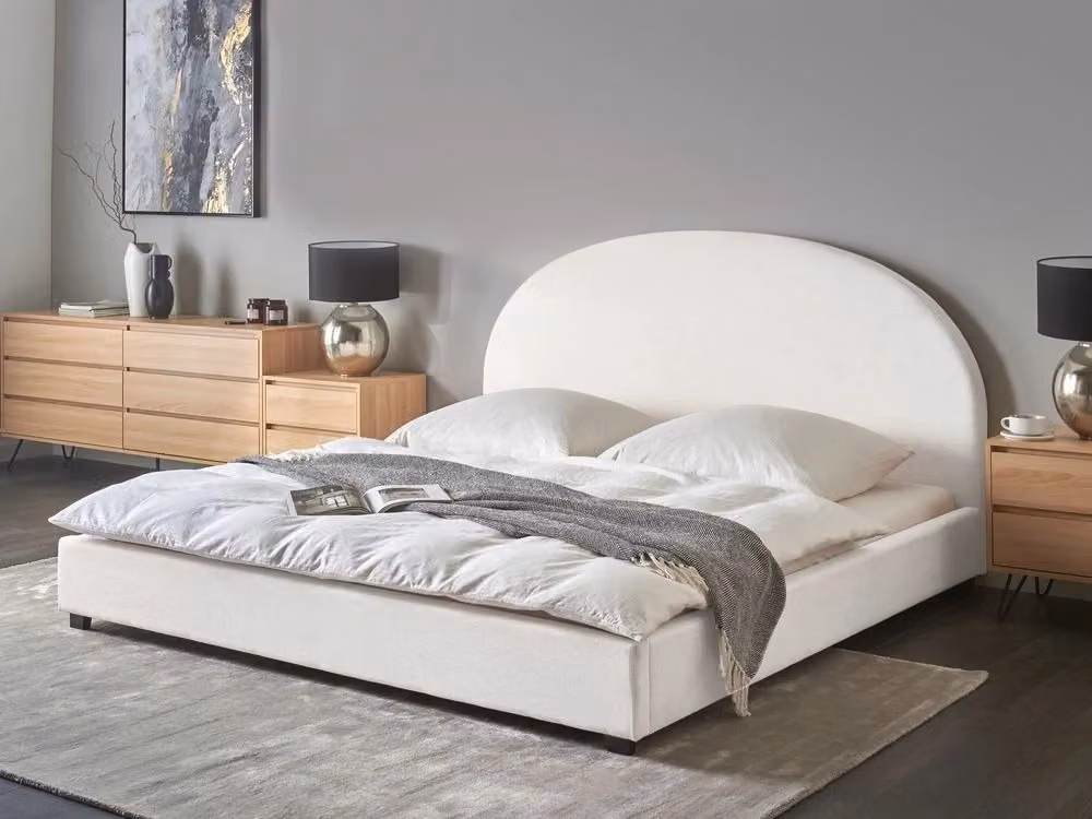 Letto ad acqua BELIANI in tessuto bianco con struttura in legno e listelli, L/P: 180 x 200 cm – 2