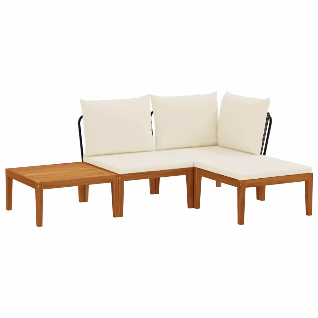 Set di 4 sedie da giardino vidaXL in legno di acacia e corda beige e bianca – 2