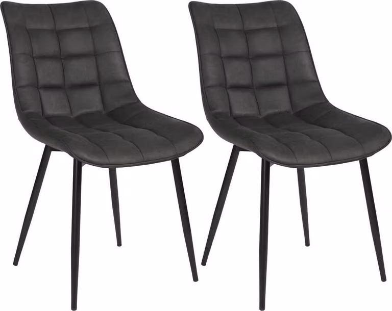 Set di 2 sedie per sala da pranzo WOLTU Sedia imbottita con schienale, in tessuto, gambe in metallo, antracite