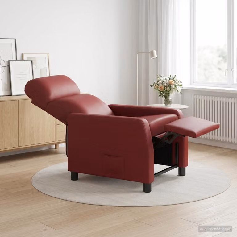 Poltrona reclinabile relax vidaXL in similpelle rossa con braccioli per soggiorno o ufficio