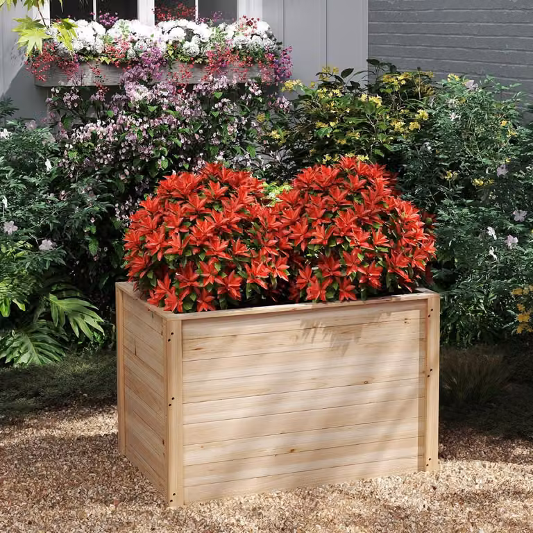 Fioriera rialzata in legno Costway colore marrone con base aperta per orto e giardino ornamentale
