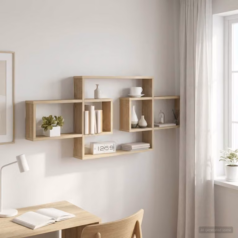 Scaffale da parete moderno vidaXL in Rovere Sonoma, L: 130 cm, P: 10 cm, H: 50 cm