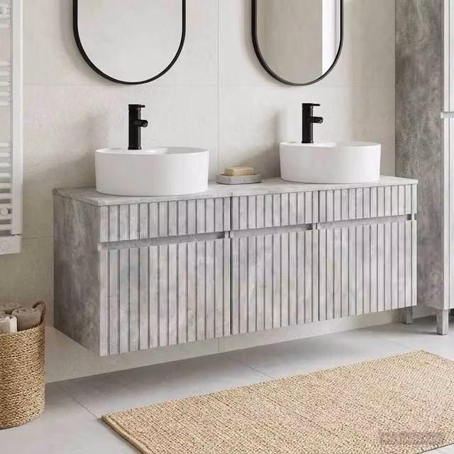Set di Armadi da Bagno 3 pz Grigio Cemento 49 x 44,5 x 65 cm 3405750