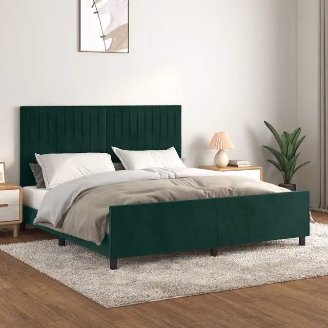 Giroletto con Testiera-Struttura Letto Verde Scuro 180x200 cm in Velluto 290035