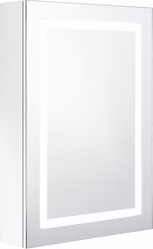 Armadietto Bagno con Specchio e LED Bianco Lucido 50x13x70 cm