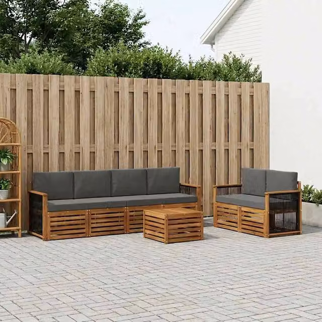 Set di divani da esterno 7 pz Naturale e Antracite 3384053