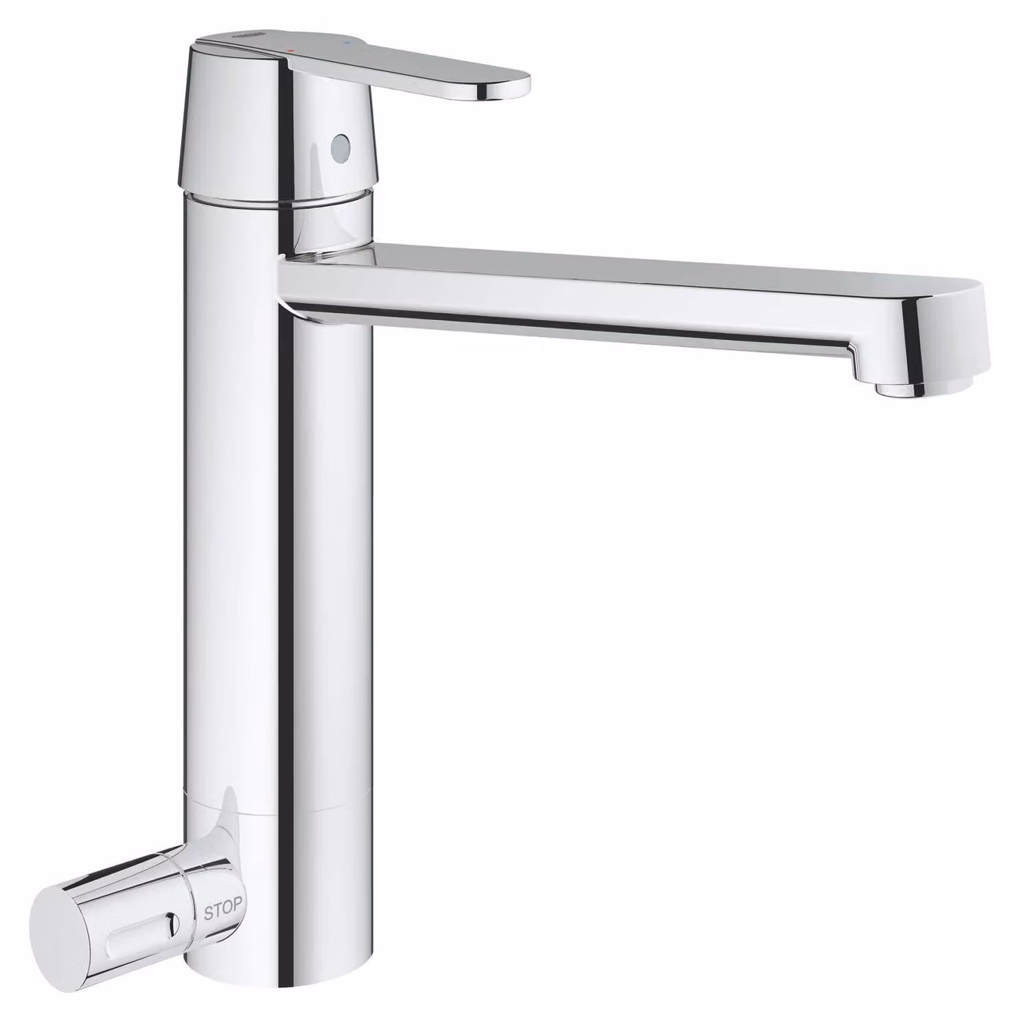Miscelatore monocomando per lavabo, cromato, con erogatore di altezza media e angolo di rotazione di 140°