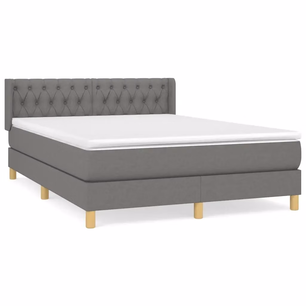 Giroletto a molle con materasso vidaXL in tessuto grigio e bianco L/P/H: 200 x 140 x 88 cm – 2