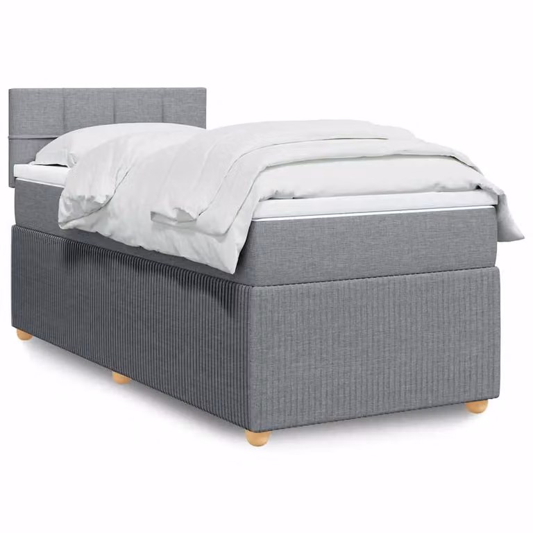 vidaXL Giroletto a Molle con Materasso Ibrido in Tessuto Grigio e Bianco L/P/H: 90 x 190 cm