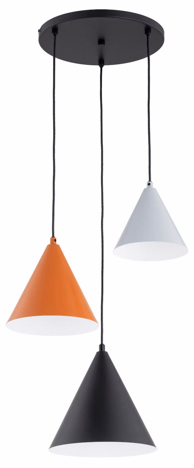 Lampada a sospensione a cono MADERA multicolore 3xE27x15W in metallo, dimensioni: 95x41x41 cm, IP20, Alfa