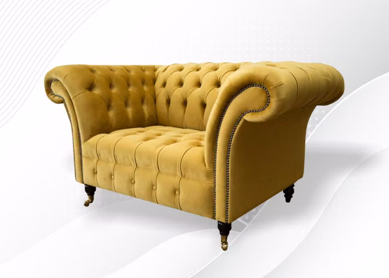 Chesterfield 1 Sitzer Couch Polster Sitz Textil Stoff Leder Couchen Sofas Sofa
