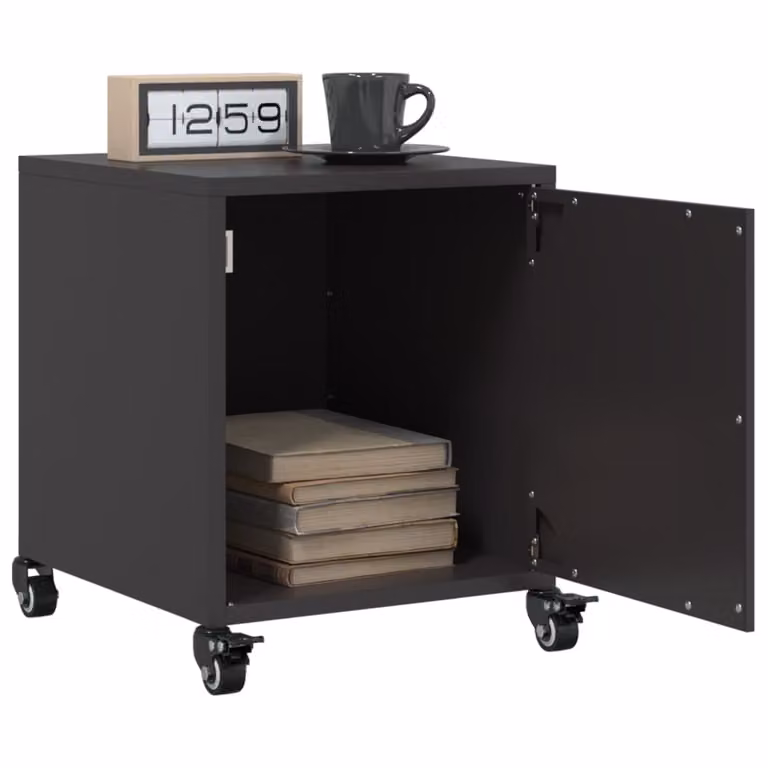 Set di 2 comodini vidaXL neri in metallo opaco L/P/H: 36 x 39 x 43,5 cm