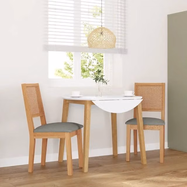 Set di 2 sedie da pranzo moderne vidaXL in legno di Hevea con cuscini in tessuto grigio – 1