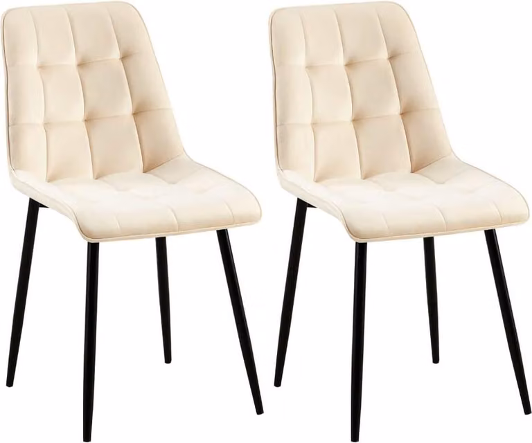 set di 2 sedie da pranzo - sedie in velluto - elevato comfort di seduta | Colore: crema | Materiale: morbido