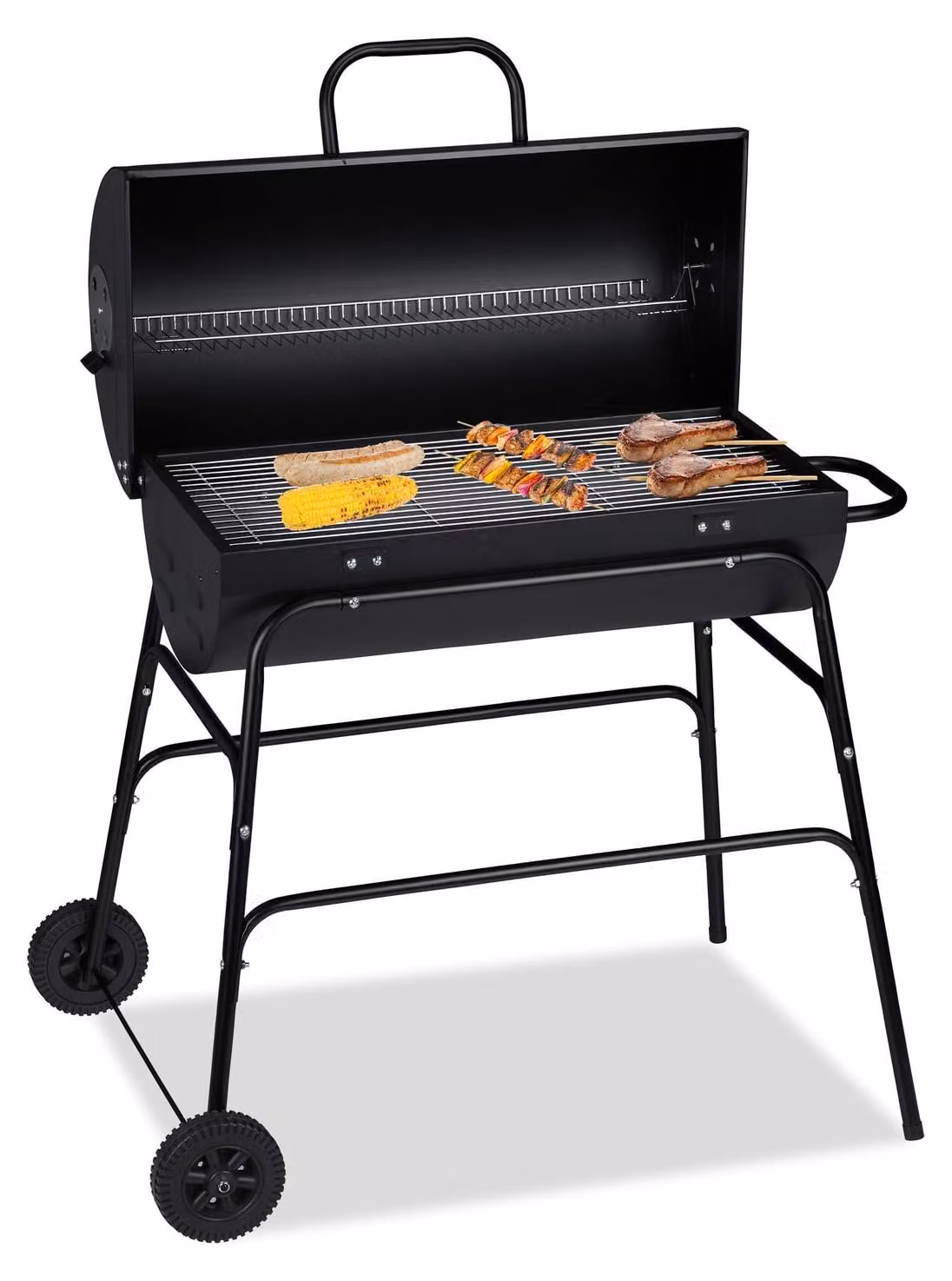 Barbecue a carbonella - XXL - Con coperchio - Aerazione regolabile - 96,5 x 103 x 64,5 cm - Nero