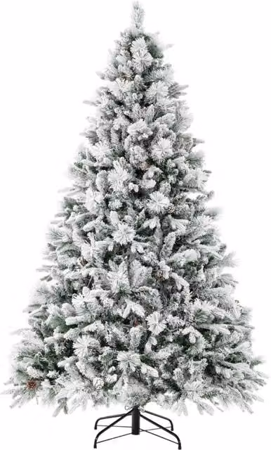 Albero di natale artificiale con rametti di PE PVC luci LED 8 modalit¨¤ di illuminazione, Albero decorativo da 210cm-Alberi di Natale