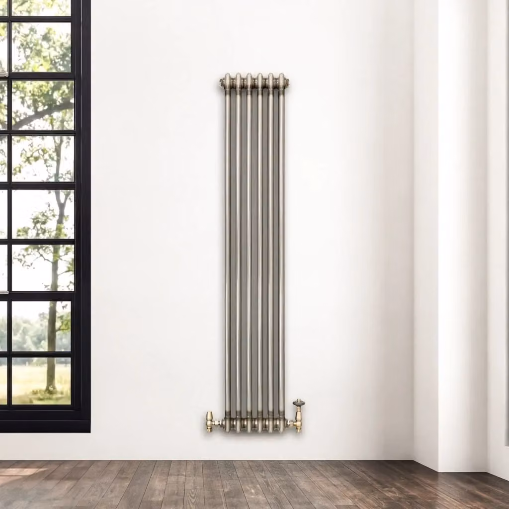 Radiatore verticale a 2 colonne Monstershop in metallo grezzo color argento H: 150 cm, L: 29 cm, P: 6,8 cm – 2
