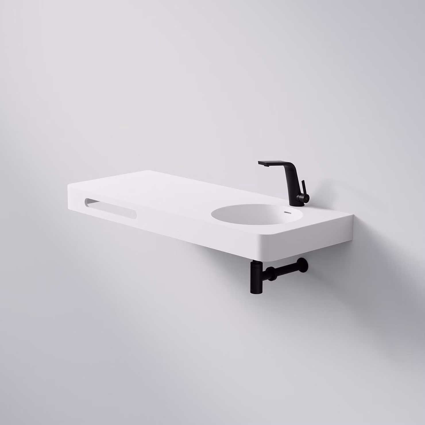 Steinberg Série 449 lavabo mural, porte-serviettes à gauche, 1 trou pour robinet, avec trop-plein, 1200x480mm, blanc mat, 4497120W, 4497120W
