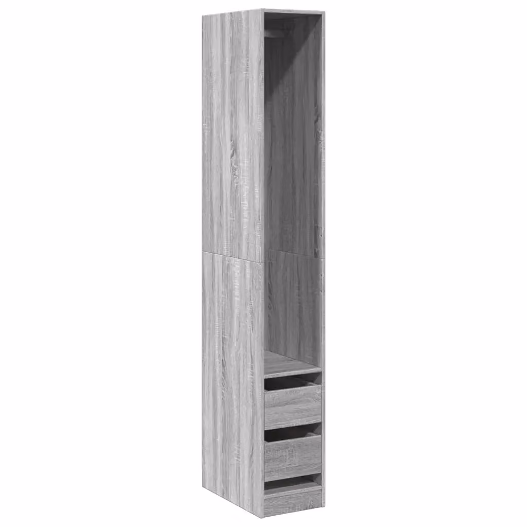 Armadio a parete vidaXL Grigio con ripiani e cassetti in stile minimalista L: 30 cm, P: 50 cm, H: 200 cm – 2