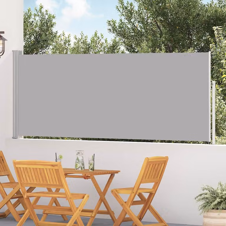 Tenda Laterale Retrattile per Patio vidaXL in Poliestere e Acciaio, Grigia, L: 514 cm, H: 117 cm