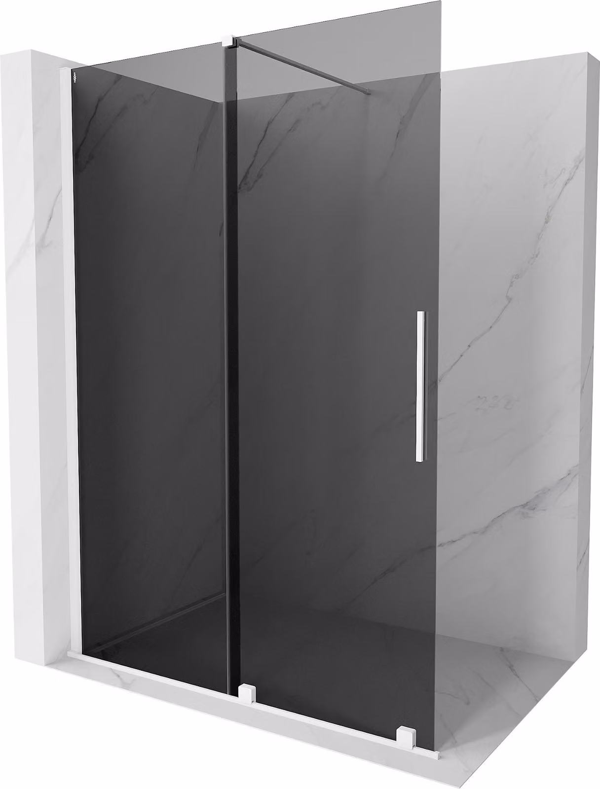 Mexen Velar parete doccia scorrevole walk-in 140 x 200 cm, grafite 8 mm, bianca - 871-140-000-43-20