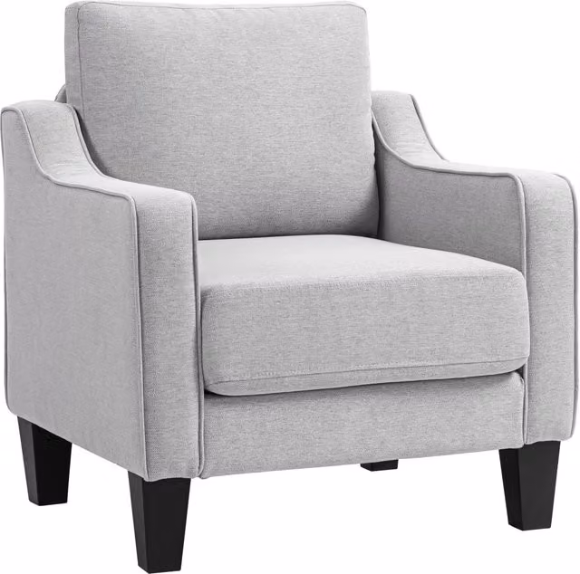 Poltrona Moderna DESIGN IN in Tessuto Grigio con Imbottitura e Molle Insacchettate, L: 77 cm, P: 77 cm, H: 86 cm