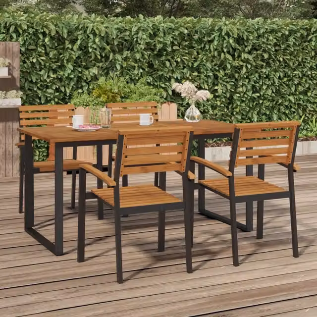 Tavolo Giardino con Gambe a U 160x80x75cm Legno Massello Acacia 319512