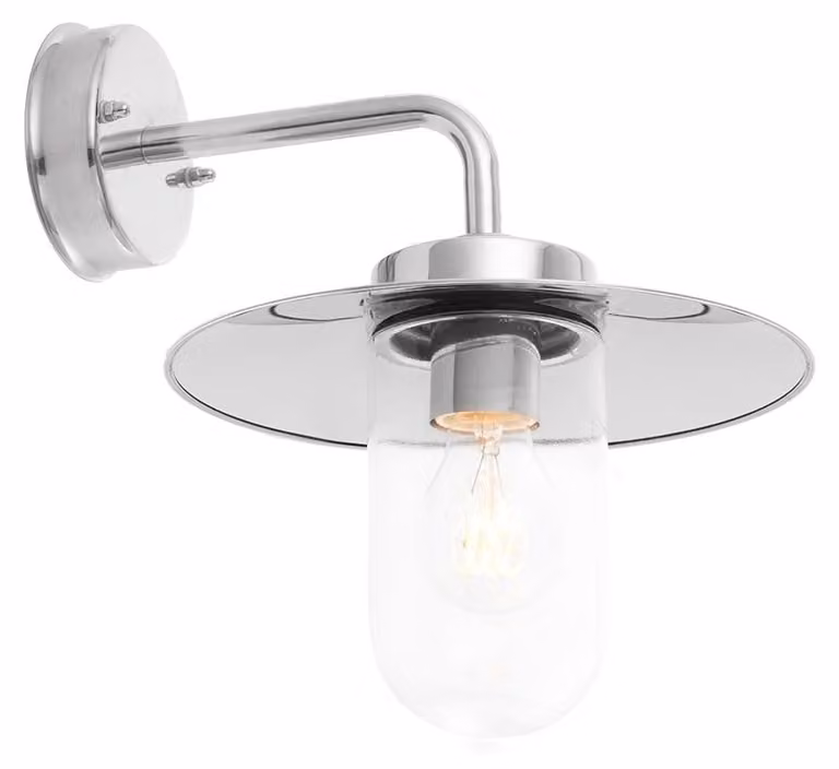 Applique da esterno con tettuccio ADDISON cromata-argento 1xE27x42W in metallo, dimensioni: 33,5x26x31,7 cm, IP44 Endon