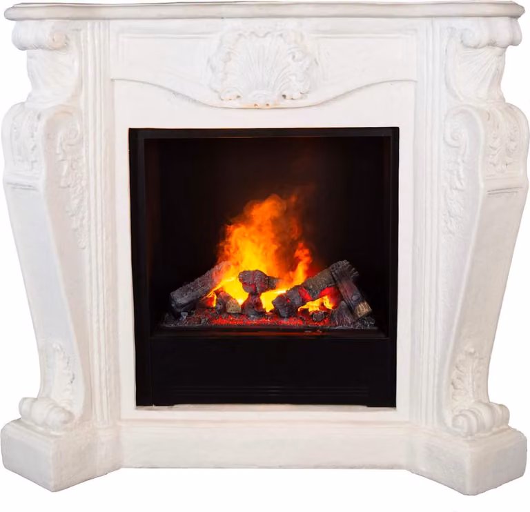 Caminetto a vapore acqueo Xaralyn - Louis EC6-W - pietra naturale bianca - con telecomando - caminetto elettrico Opti-Myst - caminetto da incasso incluso - caminetto decorativo
