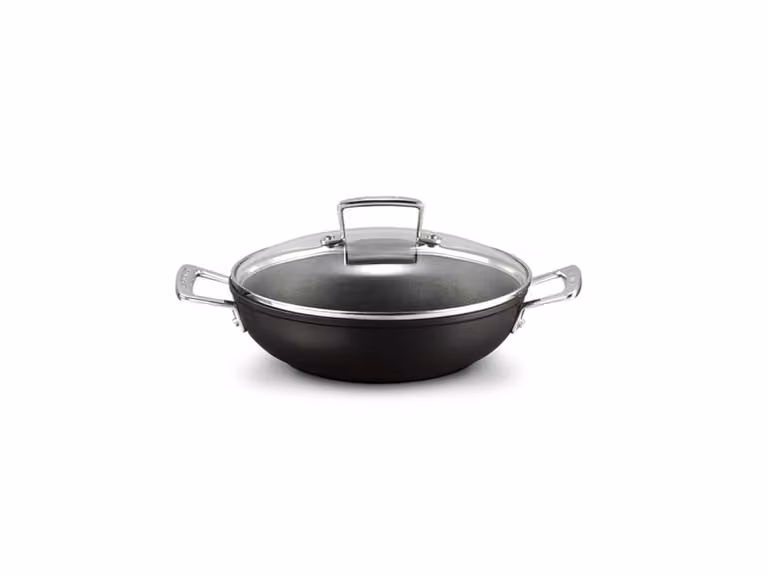 Tegame Basso in alluminio antiaderente con coperchio vetro Ø 28 cm