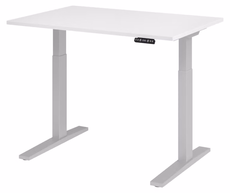 Scrivania elettrica bümö XMKA - Finitura: bianco, struttura: argento, dimensioni: 120 x 80 cm