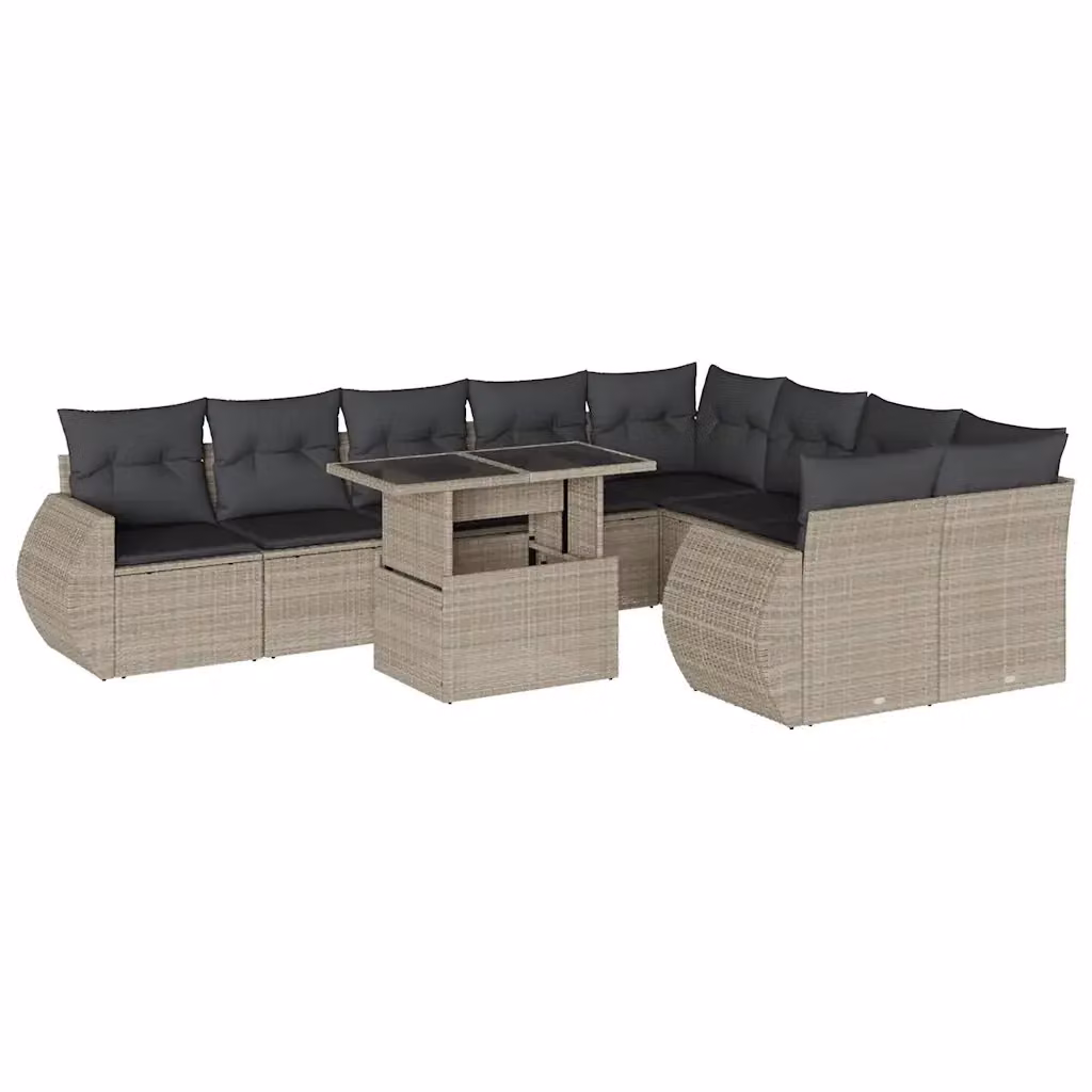 vidaXL Set Divano da Giardino a L in Polyrattan con Cuscini Grigio Antracite e Tavolino – 1