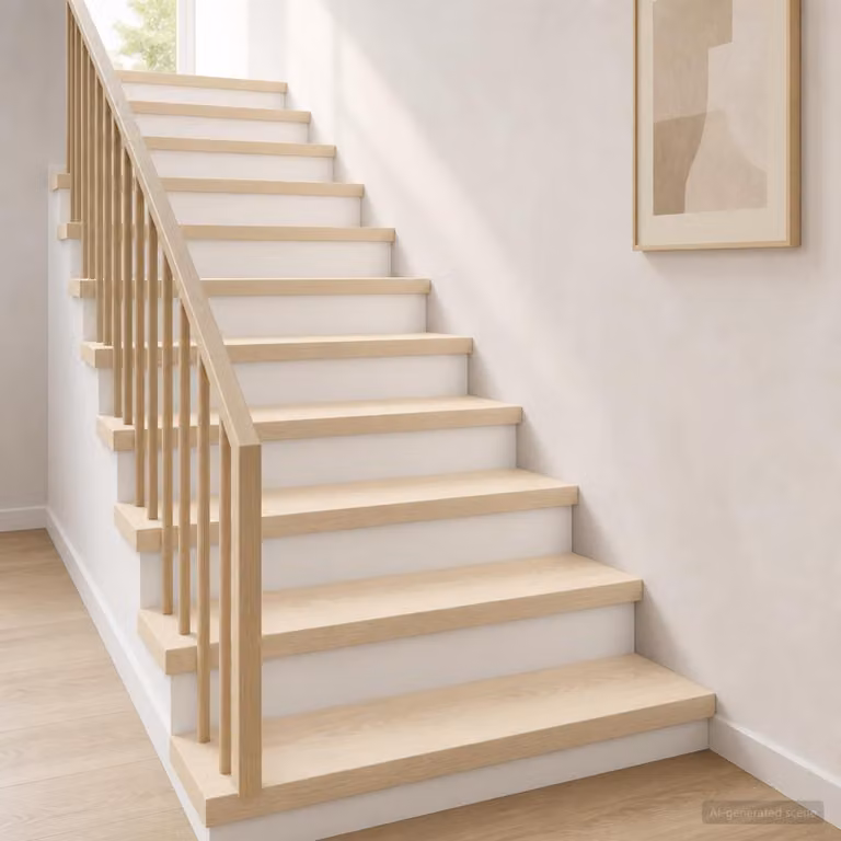 Set di 16 gradini per scale vidaXL in legno, colore bianco, L 90 x P 30 x H 2 cm