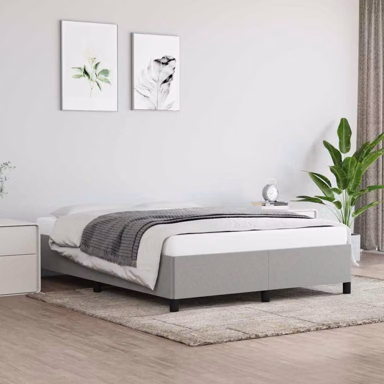 vidaXL Giroletto senza materasso in tessuto grigio chiaro L 140 x P 190 cm