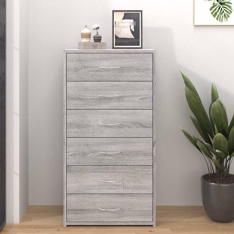 vidaXL Credenza a parete in legno MDF Grigio con design minimalista e finitura opaca L 50 cm, P 34 cm, H 96 cm