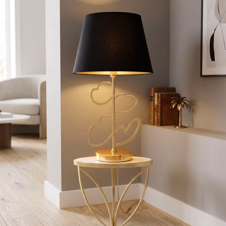 Lampada da tavolo Glam Harts E27, diametro 30 cm, altezza 54,5 cm, disponibile nei colori nero o oro