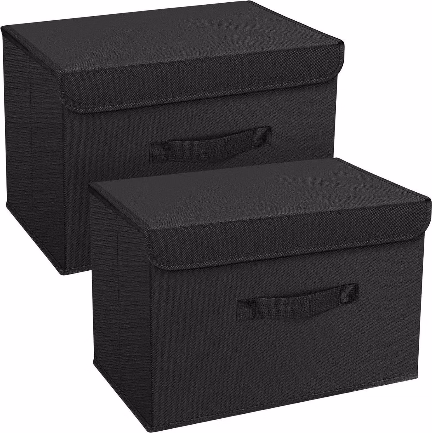 DIMJ Contenitore pieghevole con coperchio, set di 2, grande - Nero