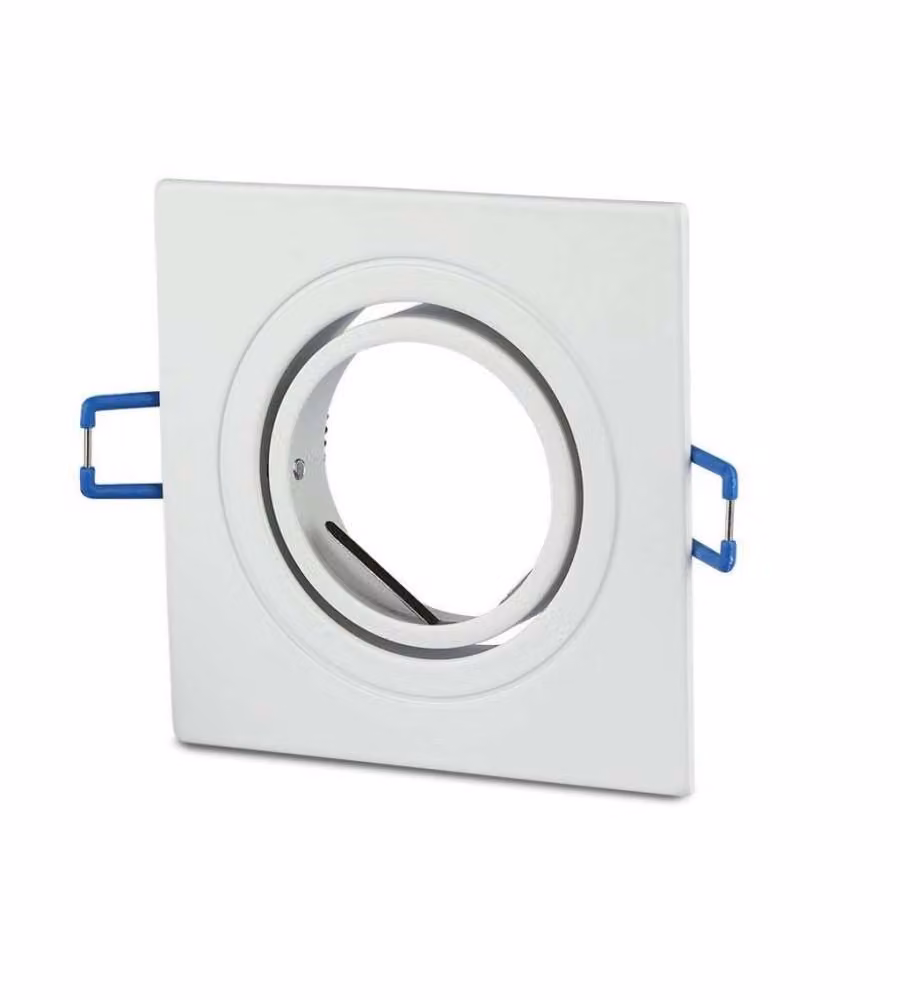 Portafaretto LED da Incasso Quadrato GU10 e GU5.3 (MR16) Colore Bianco Orientabile