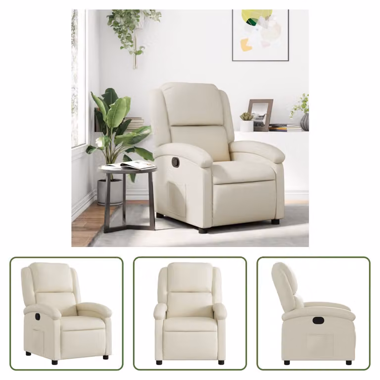 The Living Store reclinabile in Pelle finta crema