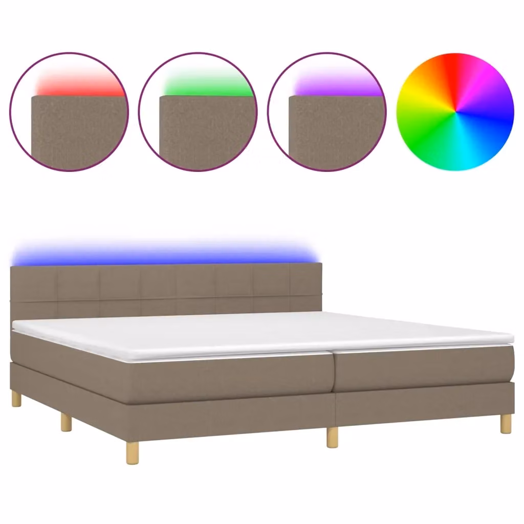 Letto a molle con illuminazione LED e porta USB vidaXL in tessuto beige L/P: 200 x 200 cm – 2