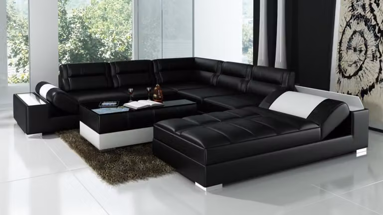 Ledersofa Sofa Couch Wohnlandschaft Ecksofa Garnitur Design Moderne Liege USB