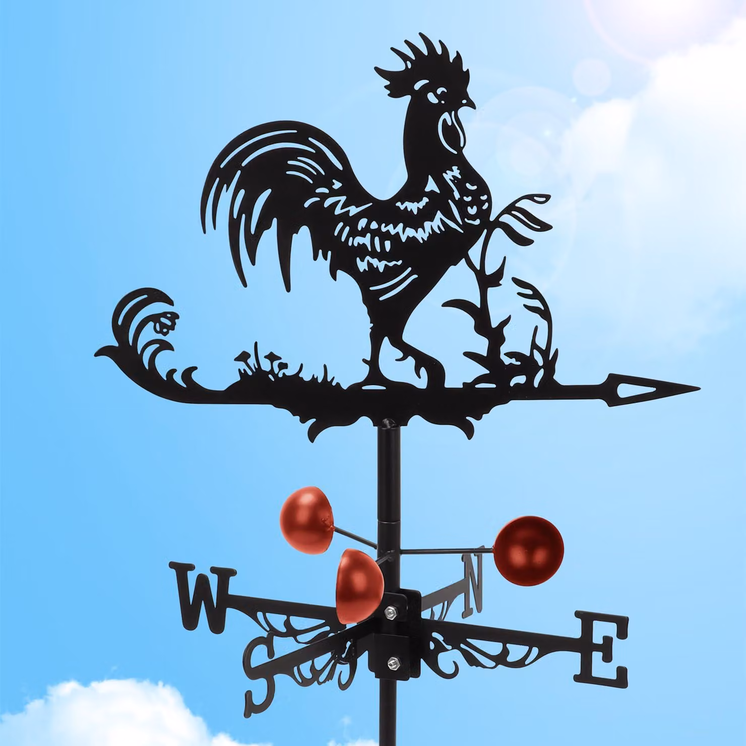Bandiera a girandola a forma di gallo, in metallo, 58x33 cm, resistente agli agenti atmosferici, design retrò