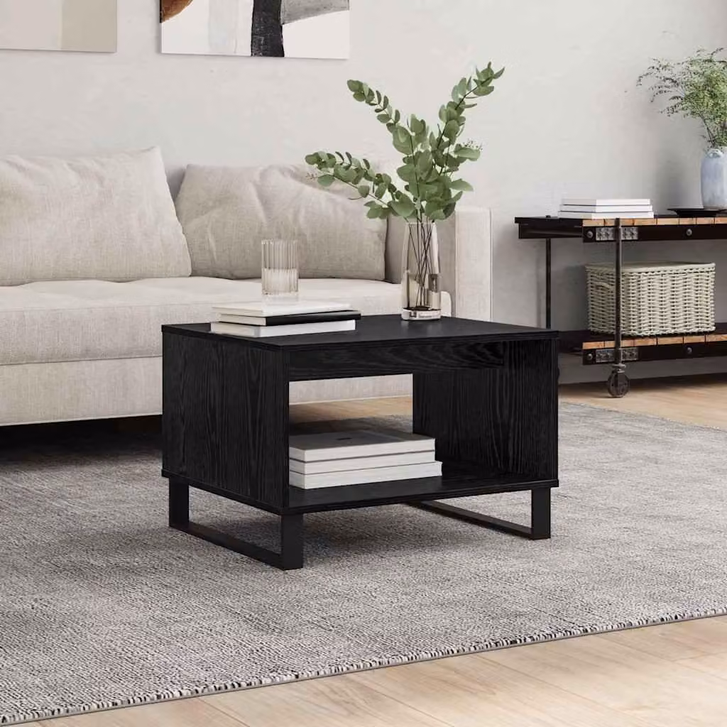 Maison Exclusive - Tavolino da salotto effetto rovere nero 60 x 50 x 40 cm Materiale ligneo