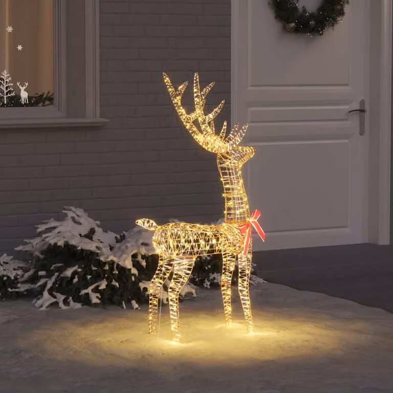 Decorazione natalizia a forma di renna 3D vidaXL con 140 LED bianco caldo, Altezza: 128 cm