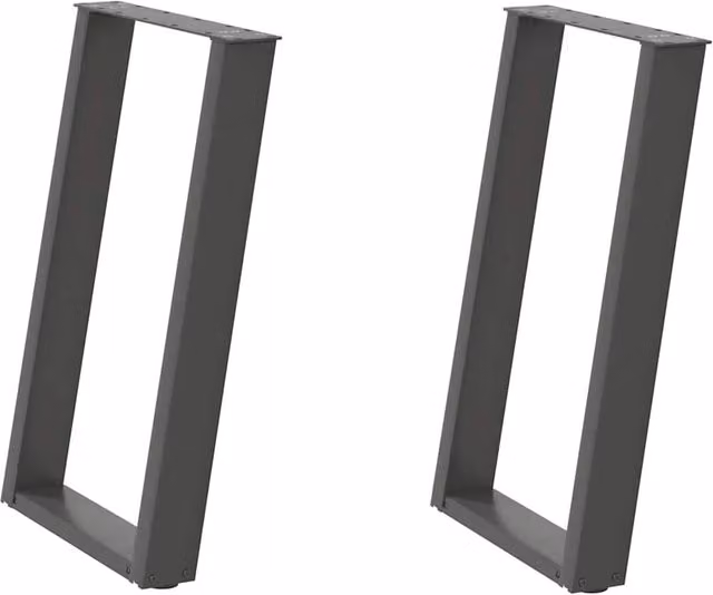 Set di 2 gambe per tavolo da pranzo angolate a U 50 x 73 cm con piedini regolabili stile moderno acciaio antracite 02_0057068