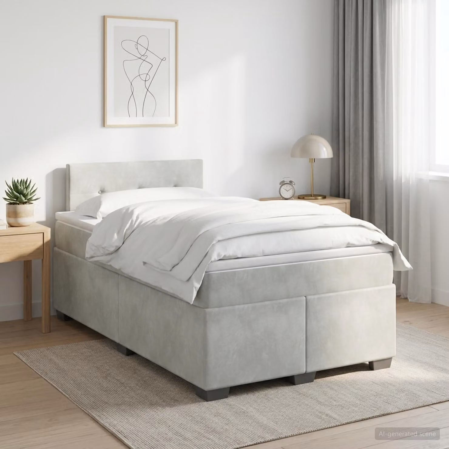 Maison Exclusive - Letto boxspring con materasso grigio chiaro 120 x 190 cm velluto