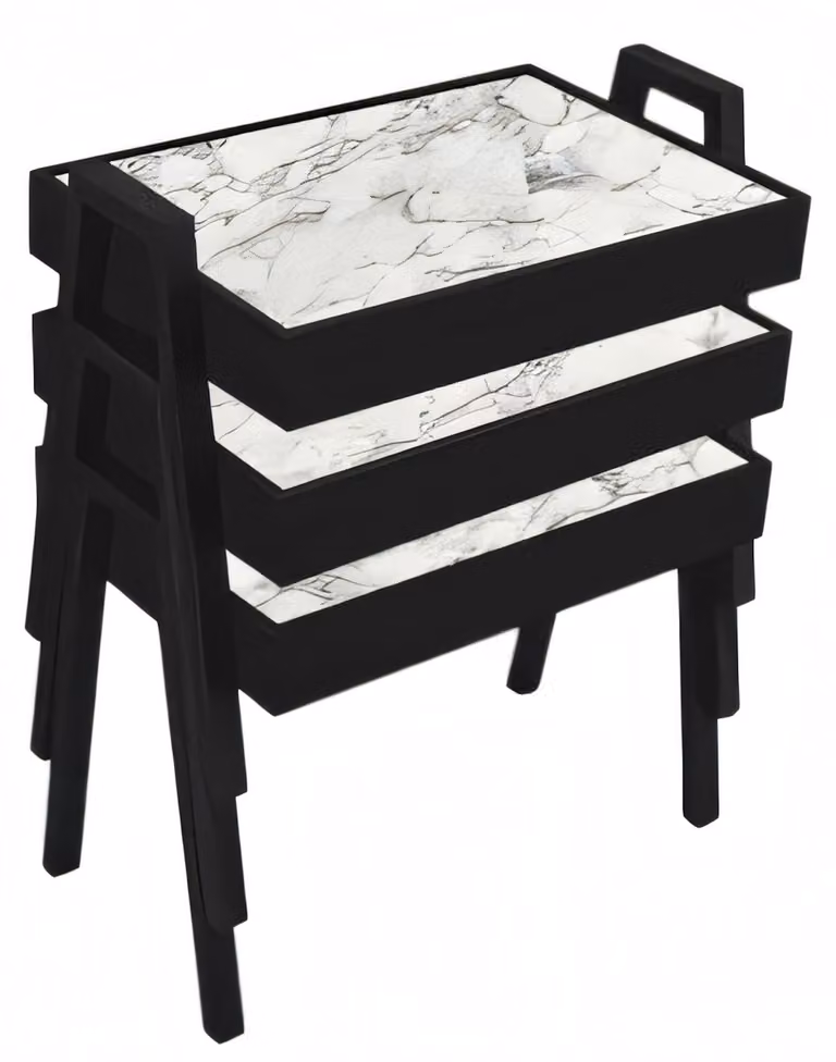 Elegantes schwarzes Holz Couchtisch-Set im modernen Stil