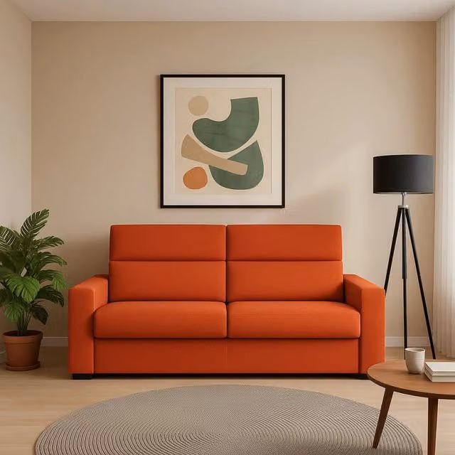 Divano Fisso 2 Posti Vialfre Arancione Made in Italy con Rivestimento Sfoderabile L: 180 cm, P: 95 cm, H: 100 cm